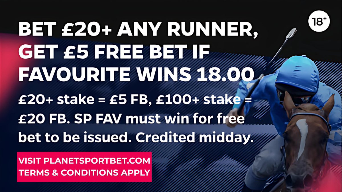 We've got a FREE BET SPECIAL on the 18:00 race at Windsor 🏇💥

T&amp;C's here 👉 planetsportbet.com/?account=stati… #HorseRacing #Windsor 18+ | GambleAware