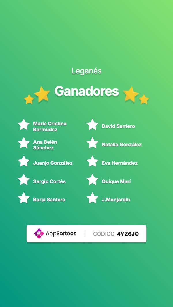 Ya tenemos ganadores del sorteo para el partido/concierto del jueves en Leganés. Gracias a todos por participar. Recordaros a los demás, que sigue habiendo entradas en entradas.com/event/el-parti…