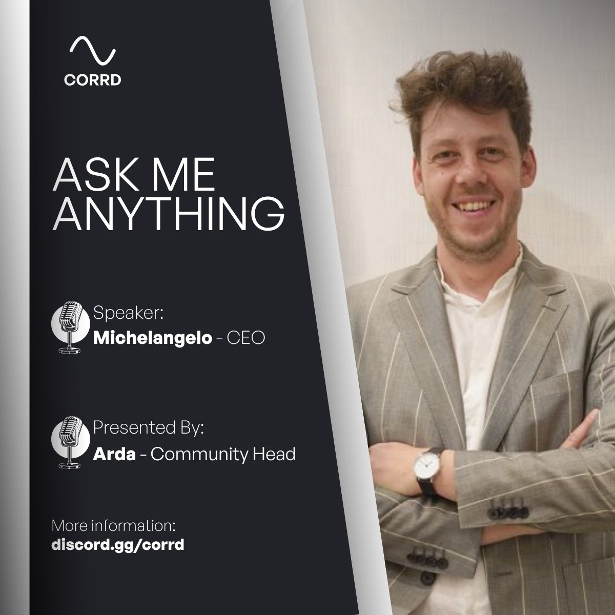 CORRDapp's tweet photo. 📣 First-ever AMA alert!
🗓️ June 18 | 3PM GMT+2
📍 Live on our Discord → https://t.co/gJ7GM6MJQq

Michelangelo (Ceo @volumio &amp; @CORRDapp)  will answer your questions + share what's coming next.

🎙️ Hosted by Arda, our Community Head.

See you there! https://t.co/2WqA3p0QCb