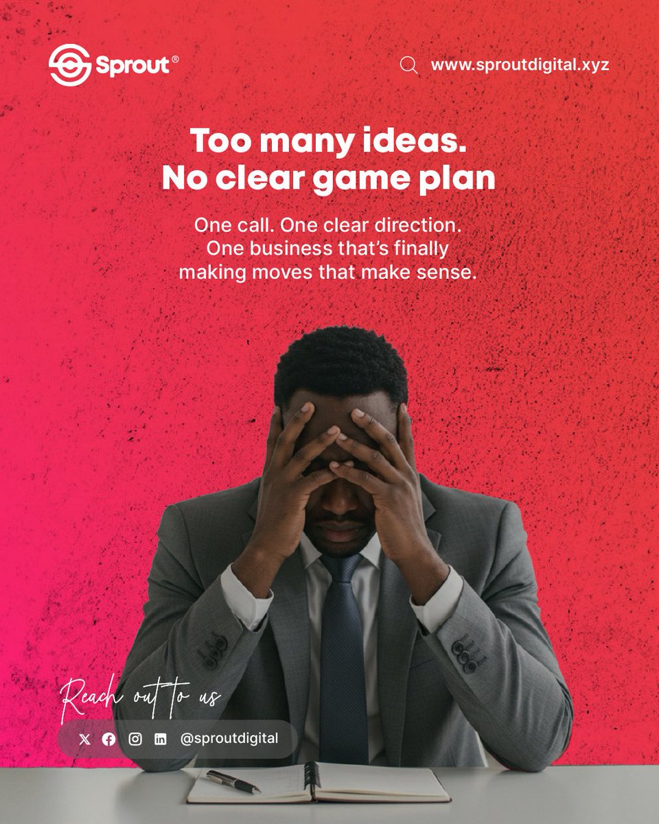 Too many ideas. No clear direction.
One call with Sprout = game plan locked in.
Now you’re not just busy you’re making moves that make sense.

sproutdigital.xyz
@sproutdigital

#SproutDigital #BusinessClarity #MakeItMakeSense #Entrepreneurs
