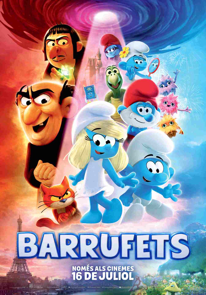 📣 Dimecres 16 de juliol, barrufaestrena!

Just d'aquí a un mes, el musical 🎶 d’animació '𝗕𝗔𝗥𝗥𝗨𝗙𝗘𝗧𝗦' arriba als cinemes doblat al català!

🎬 La Barrufeta lidera una barrufamissió de rescat...

I si en voleu veure el cartell, aquí el teniu! ⤵️

Tria #CinemaEnCatalà 🍿