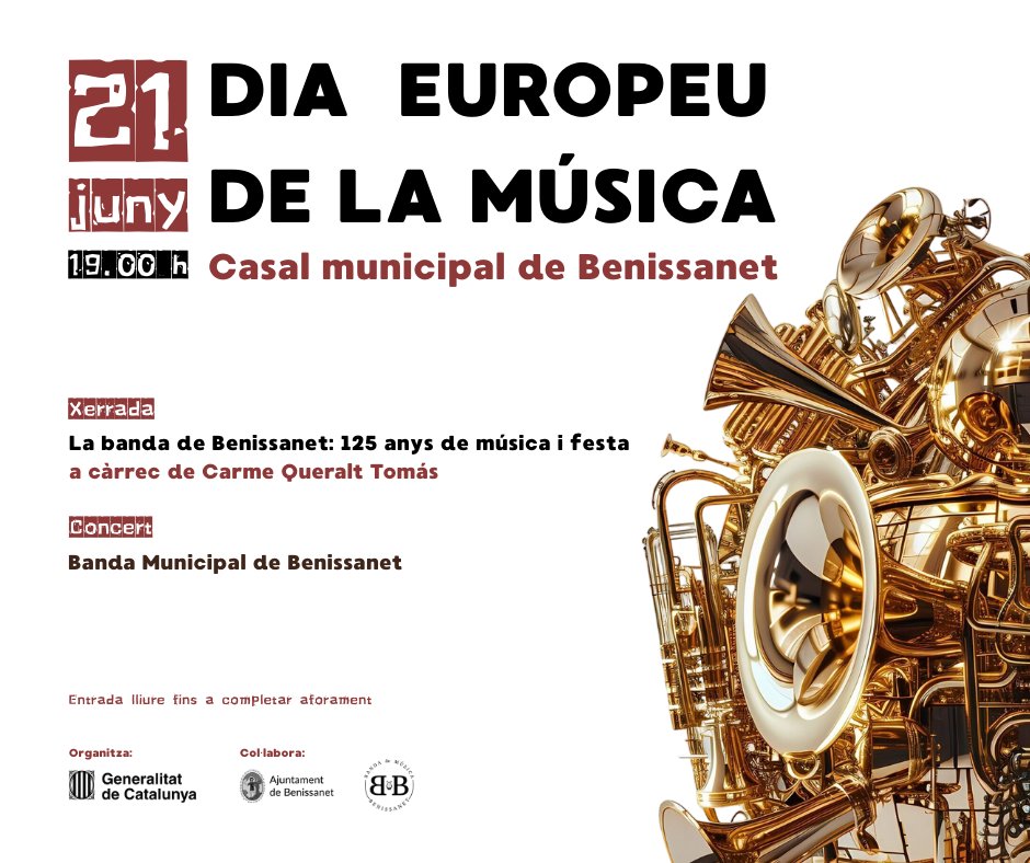 🎷🎺Benissanet acollirà el dissabte 21 de juny la celebració del Dia europeu de la música a les Terres de l'Ebre, amb una xerrada i un concert

👥El municipi commemora enguany els 125 anys de la seua banda de música