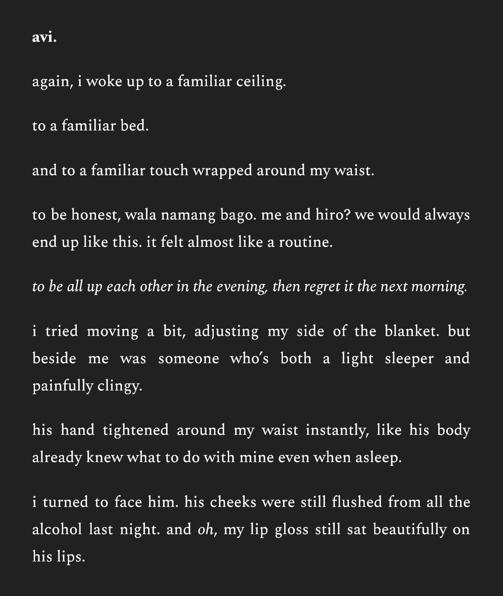 hevfafi's tweet photo. pd po ba malman nangyari sa bday ni akhiro like kahit vv short story lang from avi’s pov — post-nut despair na ang uso hindi na clarity  https://t.co/9QXI3DvZU5 https://t.co/hON8T4JpsP