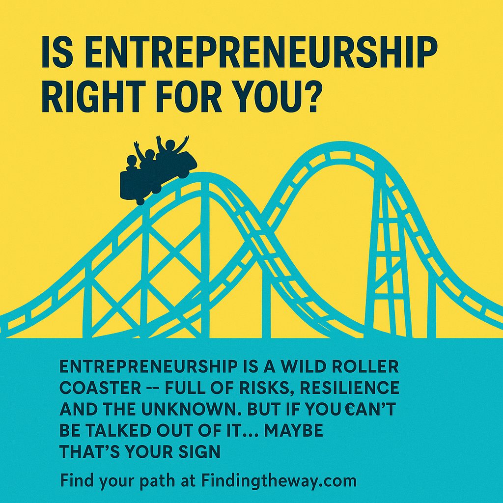 Thinking about taking the leap?
Here’s your gut-check:
Entrepreneurship is a wild roller coaster — full of risks, resilience, and the unknown. But if you can’t be talked out of it… maybe that’s your sign.
#EntrepreneurLife #StartupJourney #FounderMindset #findingtheway