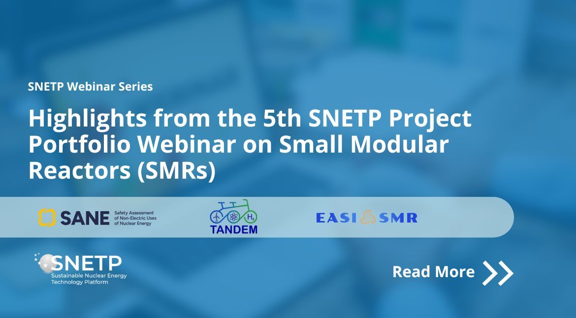 🚀 Europe’s nuclear future is taking shape!

At the 5th #SNETP Webinar, 3 key Small Modular Reactors projects: #TANDEM, #SANE, and #EASI_SMR, showed how innovation is driving clean, safe &amp; flexible energy.

🔗 Read more: buff.ly/PcSgnMI