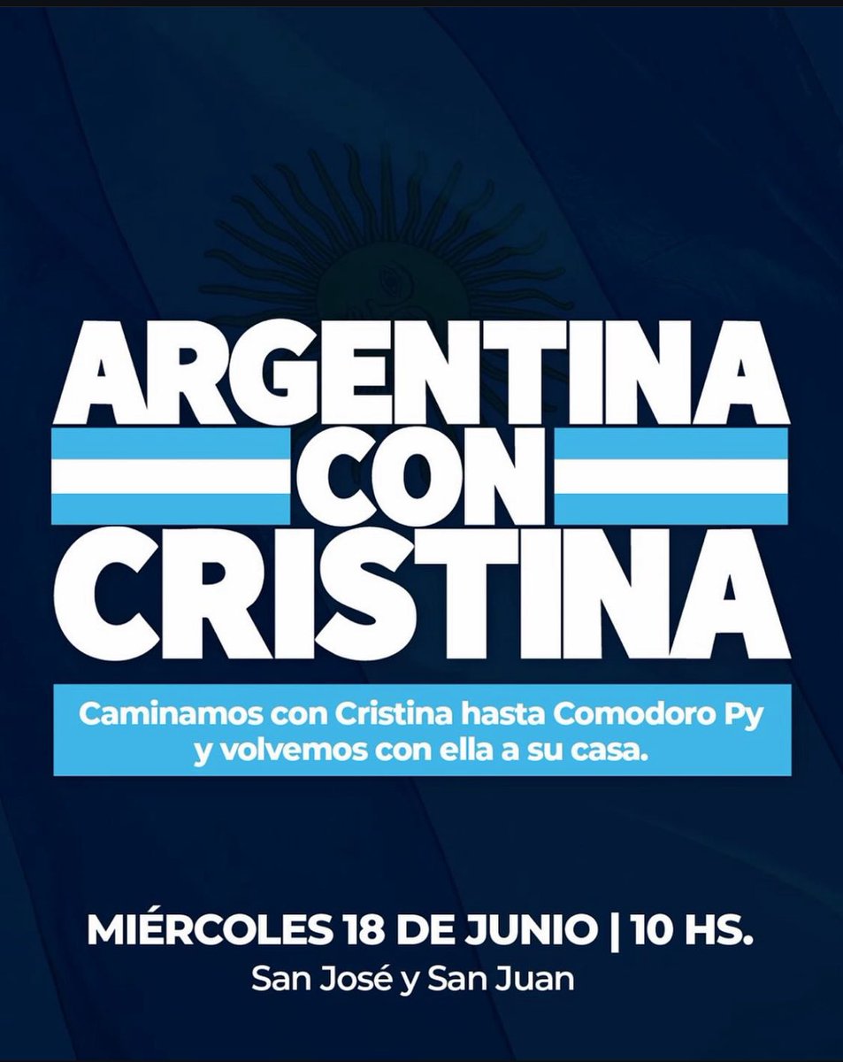 Miércoles 18/6 10h desde San Juan y San José.
Caminamos junto a <a href="/CFKArgentina/">Cristina Kirchner</a> 
Vamos y volvemos con ella!