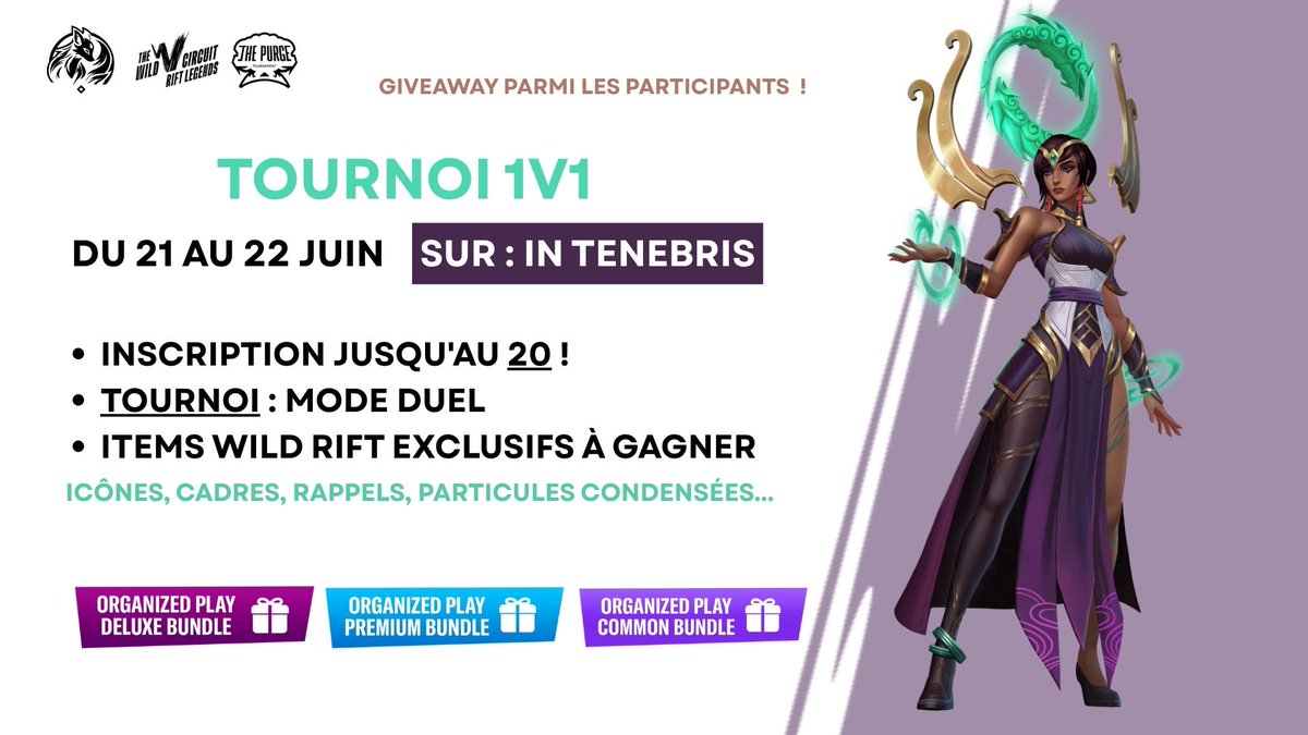 INT CLASH #13
📅 21 et 22 Juin
🔔 À partir de 20H
🎮 Tournoi 1v1 MODE DUEL 
🏆 Items WR Exclusifs !
🇫🇷 Pour les joueurs France Benelux et Suisse.
Supporté par <a href="/wildriftfrance/">Wild Rift Communauté FR</a> !

#wildriftfrance
avoir plus d'informations et/ou s'inscrire : discord.com/invite/zAW3vkf…
