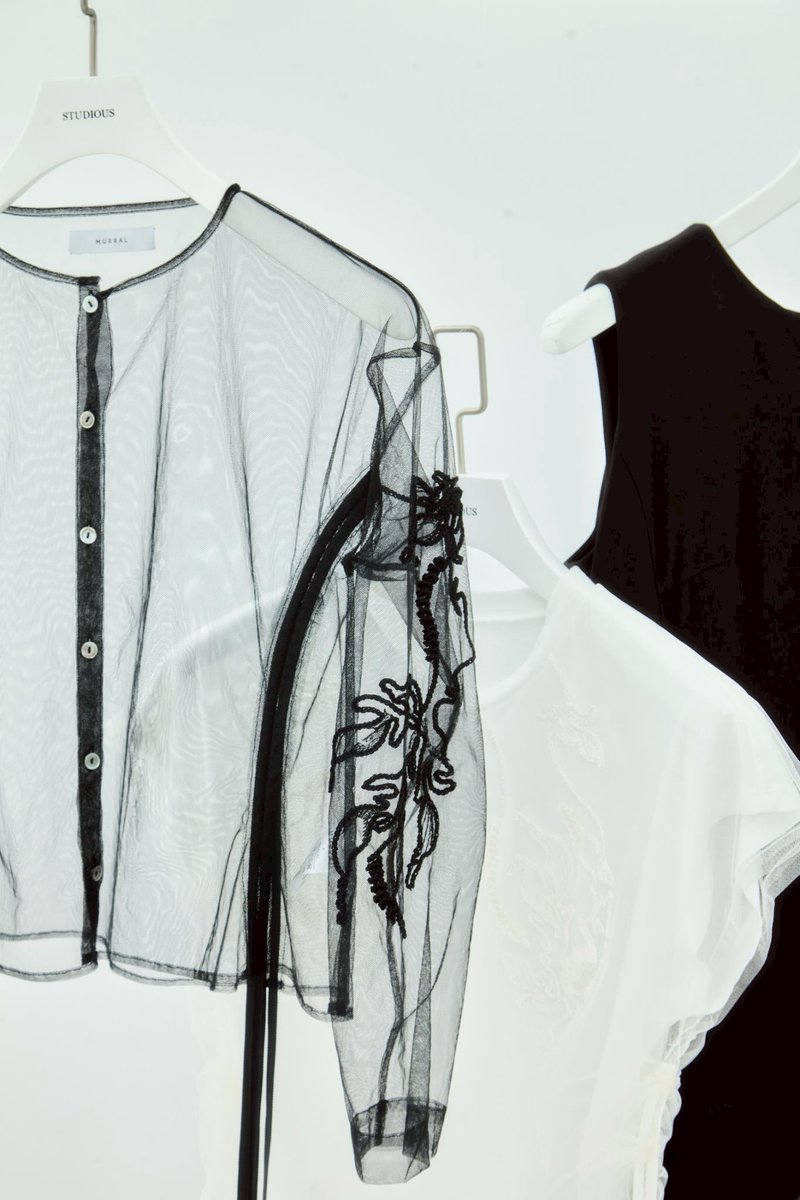 MURRAL×STUDIOUS @_MURRAL_ ▫︎embroidered tulle cardigan ▫︎tulle