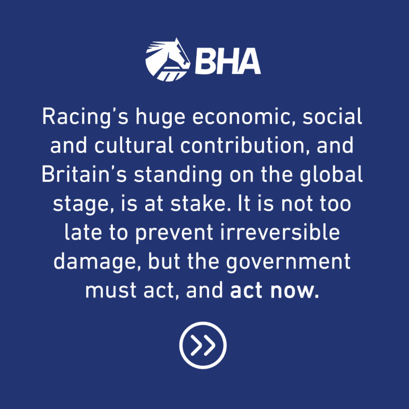 BHAHorseracing's tweet photo. The Racing and Bloodstock All Party Parliamentary Group (APPG) has today published a new report on the state of British Racing calling for the Government to act urgently to protect the sport. 

Our message is clear. Click to read ⤵

#BackBritishRacing