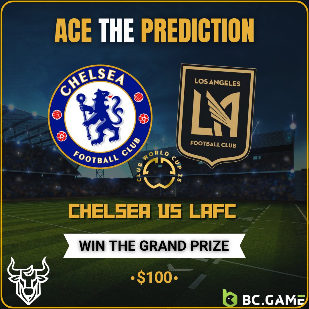 GambleBulls's tweet photo. CLUB WORLD CUP 

🚨 CHELSEA VS LAFC – PREDICT & WIN 🚨

🔥 $100 Prize Pool 🔥

⚔️ Predict the:
✅ Full-time score
✅ Minute of the last goal
🎁 5 winners get $20- guess both correctly & you're in!

🤑 Bonus prize if you’re in our BC crew (hint: check replies)

Like, RT & comment to enter 👇