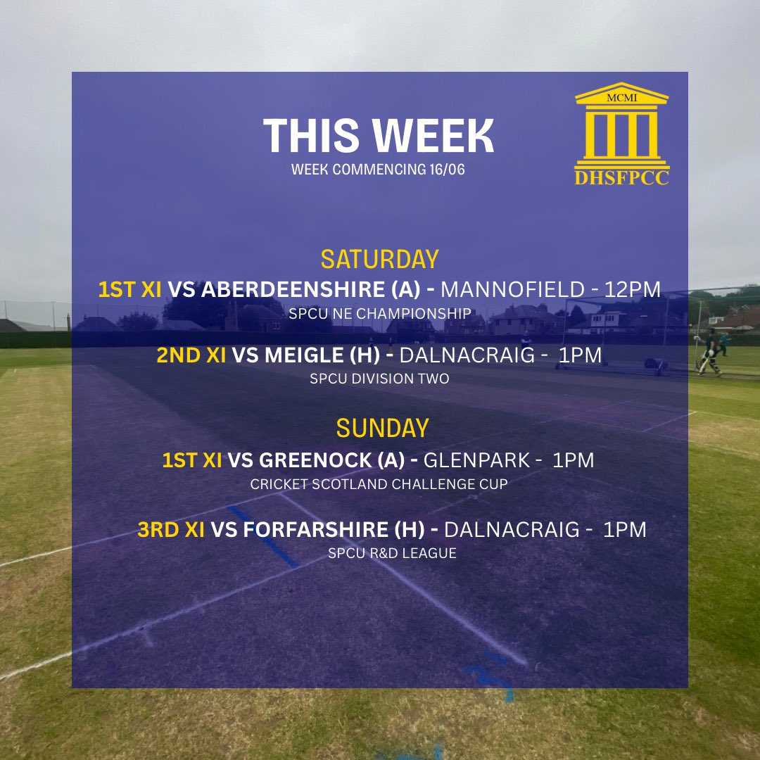 🗓️ Here’s what’s on at the club this week 🏏

#CODH