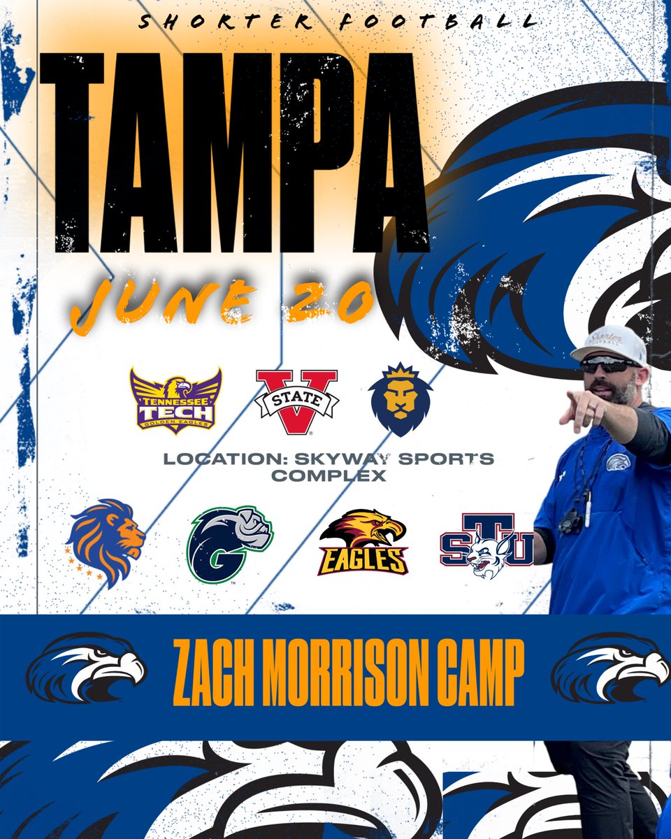 Zach Morrison (@coachmorrison58) on Twitter photo TAMPA!!!
Only a few days away!
June 20th!
First time we are holding a camp in FL and I can’t wait!
SIGN UP!!!⬇️⬇️⬇️
…hmorrisonfootballcamps.totalcamps.com/shop/EVENT
<a href="/TimGlanton/">Coach Tim Glanton</a> <a href="/Coach_HJacobs/">CoachHarlen Jacobs</a> <a href="/coachmercer_56/">Malcolm Mercer</a> <a href="/LaneKnost/">Coach Lane Knost</a> <a href="/KJOTISSR/">Keith Otis</a> <a href="/CoachDietlSU/">Johnny Dietl</a> <a href="/CoachZachBrooks/">Zach Brooks</a> <a href="/CoachJackSU/">Coach Jack Williamson</a> <a href="/JalenGary5/">COACH JG</a> TAMPA!!!
Only a few days away!
June 20th!
First time we are holding a camp in FL and I can’t wait!
SIGN UP!!!⬇️⬇️⬇️
…hmorrisonfootballcamps.totalcamps.com/shop/EVENT
<a href="/TimGlanton/">Coach Tim Glanton</a> <a href="/Coach_HJacobs/">CoachHarlen Jacobs</a> <a href="/coachmercer_56/">Malcolm Mercer</a> <a href="/LaneKnost/">Coach Lane Knost</a> <a href="/KJOTISSR/">Keith Otis</a> <a href="/CoachDietlSU/">Johnny Dietl</a> <a href="/CoachZachBrooks/">Zach Brooks</a> <a href="/CoachJackSU/">Coach Jack Williamson</a> <a href="/JalenGary5/">COACH JG</a>