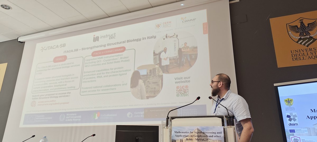 Thanks to Francesco Bruno for representing #ITACA.SB at #MaSAG2025!

His talk, "Numerical Solutions to Instrumental Problems: a Magnetic Resonance tale", addressed challenges and proposed new solutions in advanced #NMR instrumentation.

👉 people.disim.univaq.it/~antonio.cicon…