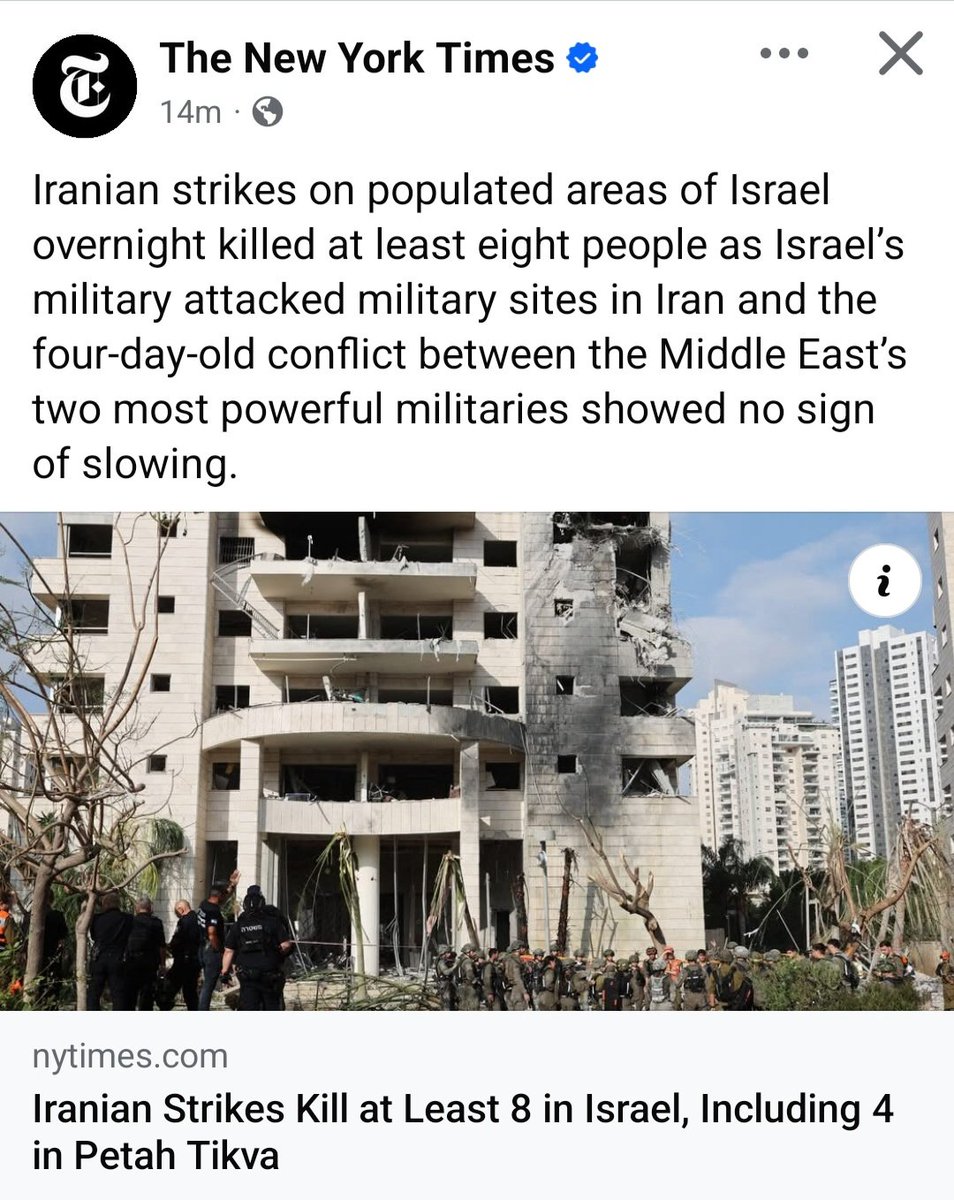 AthenaAkrami's tweet image. An example of biased media these days, dehumanizing one side: Iran killing civilians (which of course is tragic) vs Israel hitting military sites.
No, Iranian civilians have been killed in every Israeli attack since Friday (in hundreds so far). Don't rebrand it.
#StopTheWar