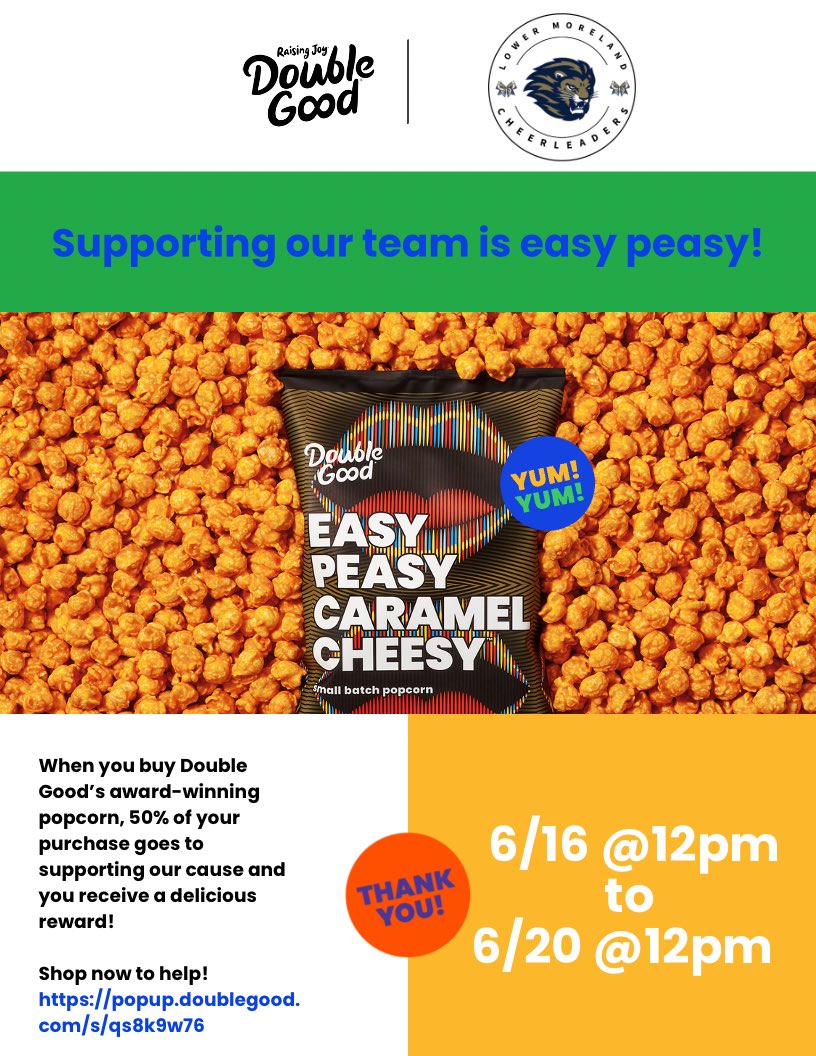 Support our cheer squad today until the 20th!!

popup.doublegood.com/s/qs8k9w76