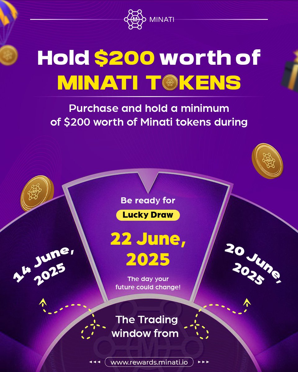 Minati (@minatifi) on Twitter photo π New Trading Window: 14th June - 20th June 2025
π¨ Big Reveal & Lucky Draw: 22nd June 2025 β The day your future could change!
π° Hold $200 worth of Minati Tokens during this period.
π Hold your Minati Tokens on Poloniex!
Visit us at: poloniex.com
Donβt miss your π New Trading Window: 14th June - 20th June 2025
π¨ Big Reveal & Lucky Draw: 22nd June 2025 β The day your future could change!
π° Hold $200 worth of Minati Tokens during this period.
π Hold your Minati Tokens on Poloniex!
Visit us at: poloniex.com
Donβt miss your