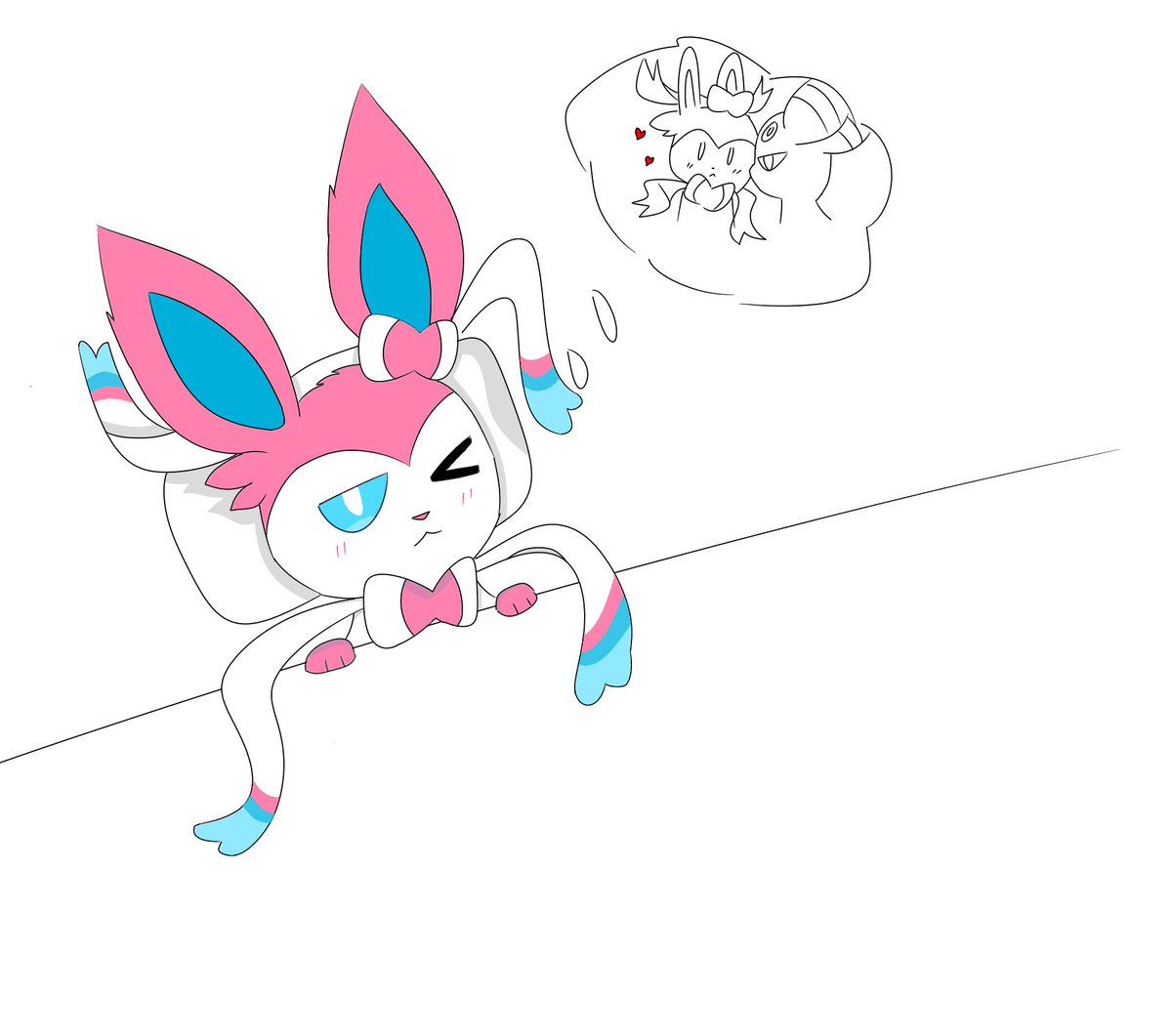 Valentine's day illusion of Sylveon(Yes, the painting was created that day)#sylveon