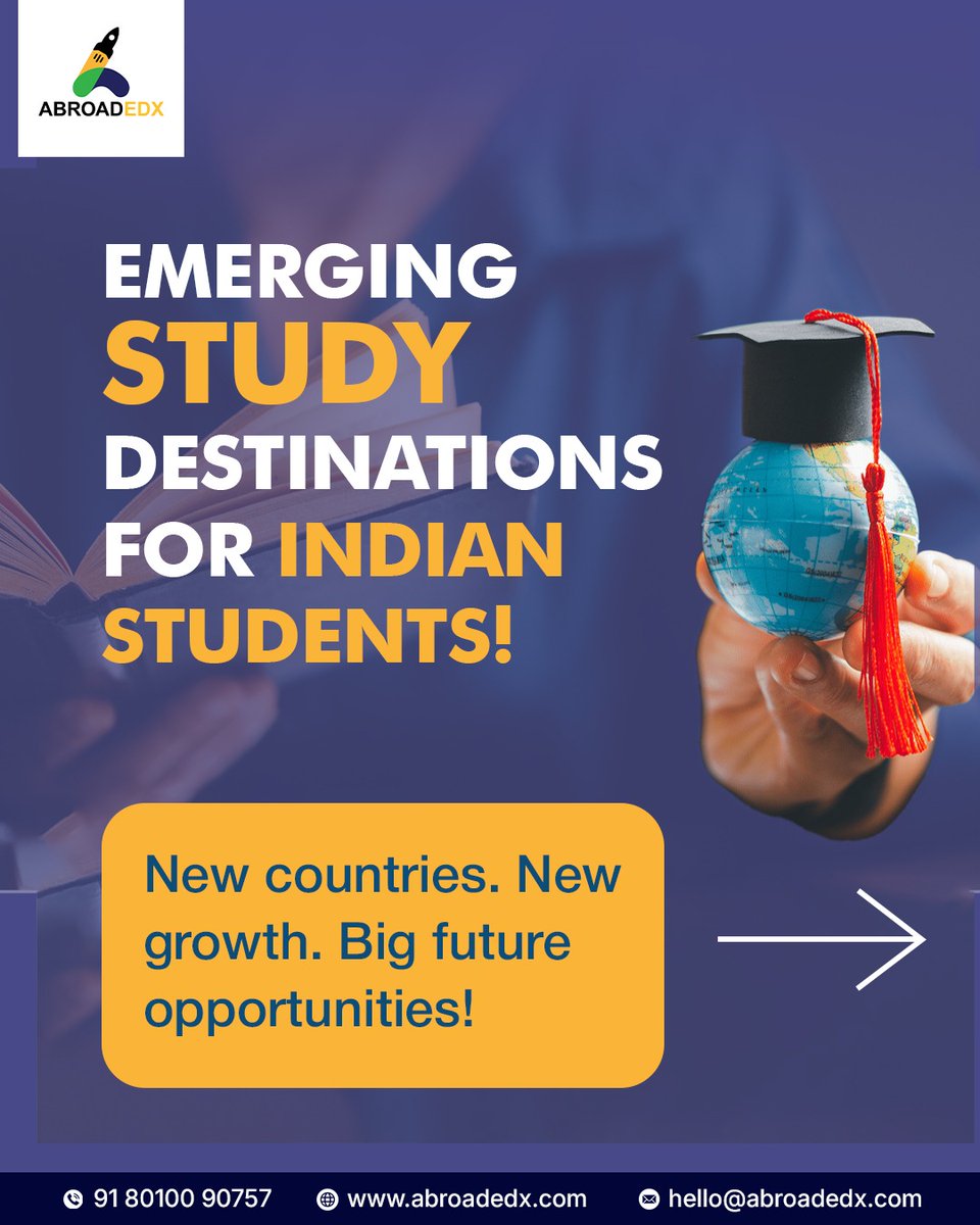AbroadEdx's tweet photo. New countries. New opportunities. 📚✈️

Indian students are now choosing smarter, growing destinations like Germany, France &amp; more — while traditional spots see a drop. Time to rethink your study abroad plan! 🌍✅

#AbroadEdx #StudyInUK #UKUniversities #StudyAbroadJourney https://t.co/i9v05sG9xa
