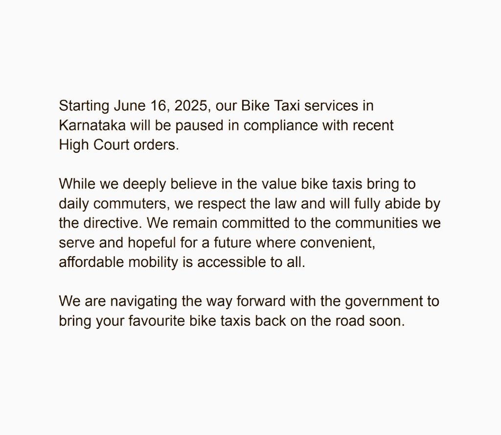 klassic_prasant's tweet photo. 🚨After Karnataka High Court Banned Bike Taxis Like Rapido --- Its Very Difficult To Travel In Bengaluru ...

KarnatakaWantsBikeTaxis - Save Bike Taxi 🙏🏻 https://t.co/Jrpfj5ISEt