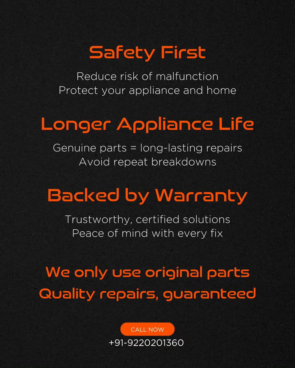 Maurya_service's tweet photo. No shortcuts. No compromises. Just 100% genuine appliances — brand-authorized &amp; service-backed.
Real brands. Real warranties. Real peace of mind.

Digital marketing Managed by @namah_media 

#MauryaServices #GenuineProducts #NoCompromise https://t.co/tTbMgJk1tW