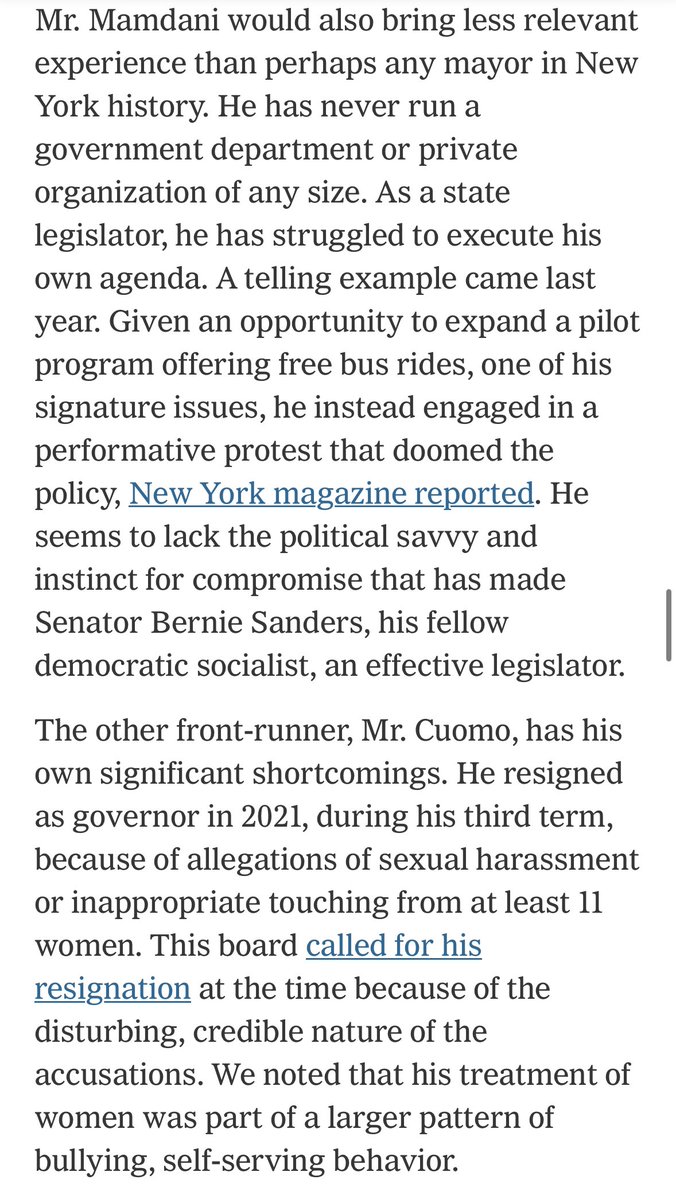 New York Times doesn’t pull punches with their assessment of Mamdani

They recommend Lander to progressives and Tilson to moderates.