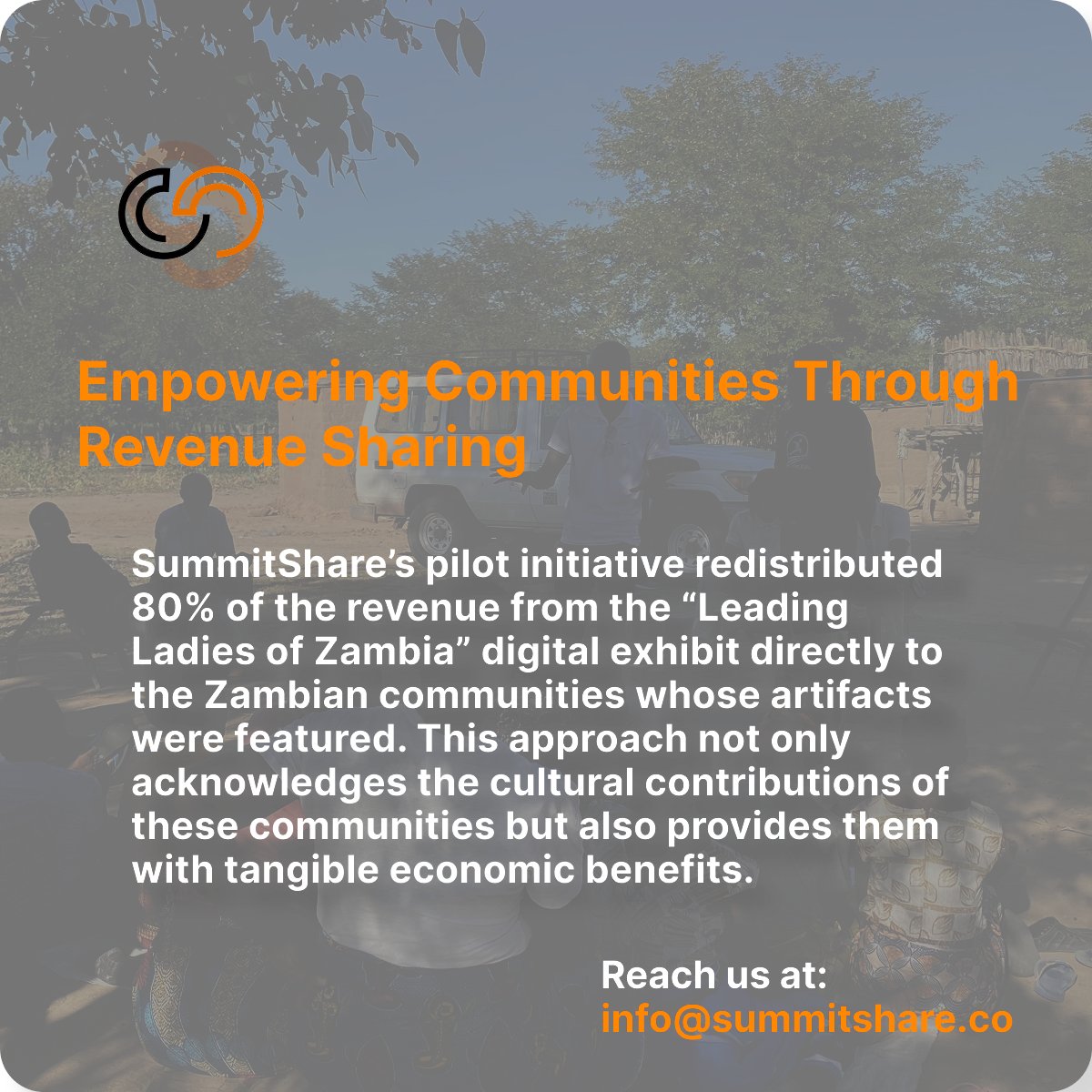 What if culture could give back? In our pilot, 80% of ticket revenue was sent directly to Gwembe communities. This wasn’t aid—it was shared ownership. It proved that digital heritage can be built on equity, not extraction. Culture should uplift, not just display.