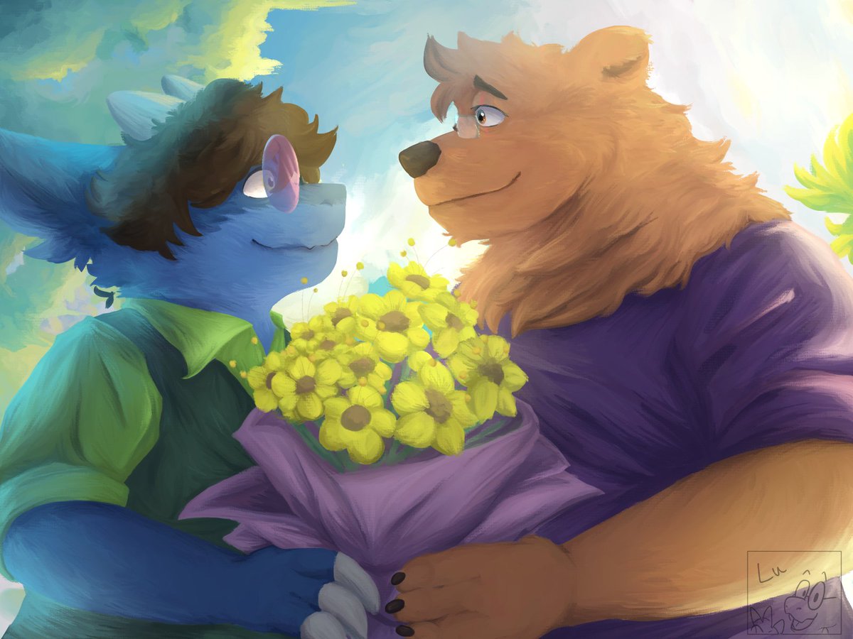 And after a few months of vacation and now I'm here bringing you new art!
With my dearest boyfriend <a href="/uruckthebear/">Uruck, the Bear</a> 💙