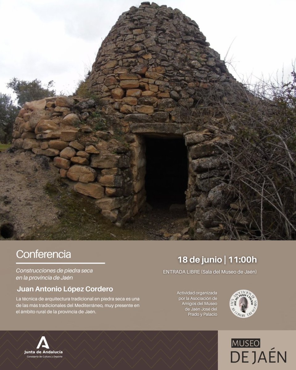 MuseodeJaen's tweet image. Conferencia: Construcciones de piedra seca en la provincia de Jaén
Museo de Jaén | 18 de junio | 11:00h
👉Actividad organizada por la Asociación de Amigos del Museo de Jaén José del Prado y Palacio
#museodejaén #conferencia