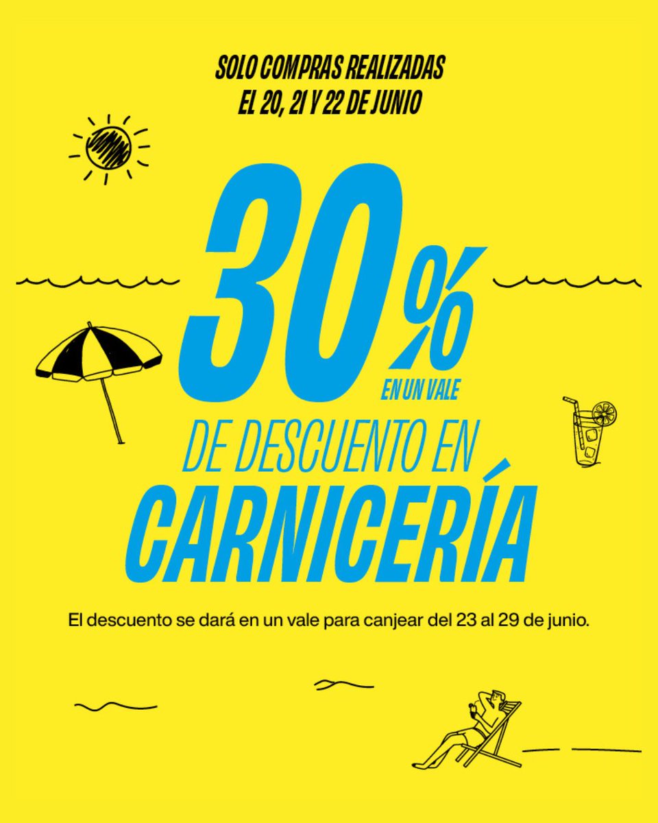 ¡Este verano las ofertas más frescas! 😎
Los días 20, 21 y 22 de junio - 30% en CARNICERÍA 🥩
📅El descuento se dará en un vale para canjear del 23 al 29 de junio.
🛒Promoción válida también en nuestra tienda online
Más info: tinyurl.com/2y46pnqq
