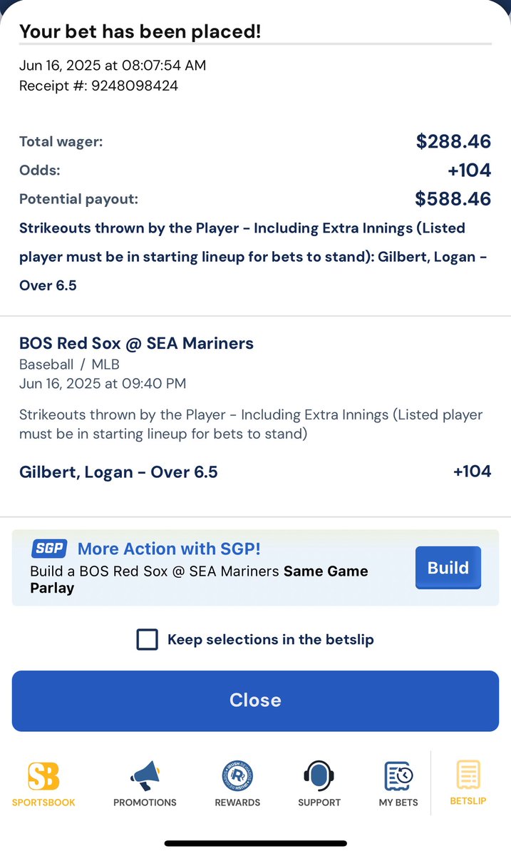 Sportbookkillaa's tweet image. #MLB Play #1
Logan Gilbert Over 6.5 K’s (+104) | Betrivers 📒 2 units
Let’s make this Couch 🛋️💰 Money family!
#GamblingX #GamblingTwitter #MLBBets #MLBPicks #SportsBettingX