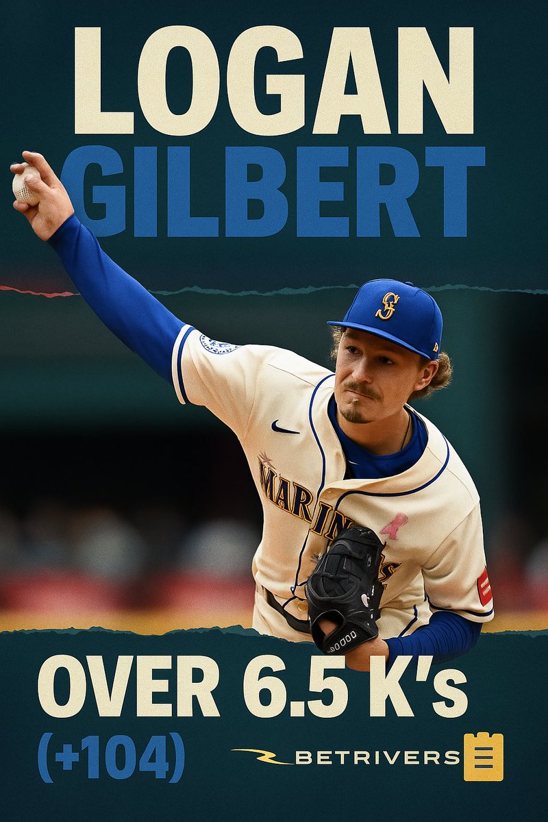Sportbookkillaa's tweet image. #MLB Play #1
Logan Gilbert Over 6.5 K’s (+104) | Betrivers 📒 2 units
Let’s make this Couch 🛋️💰 Money family!
#GamblingX #GamblingTwitter #MLBBets #MLBPicks #SportsBettingX