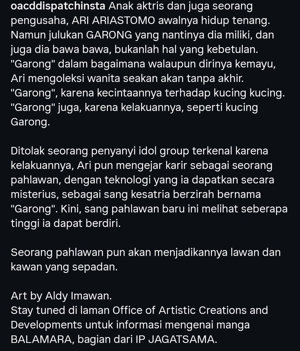 OACDDispatchX's tweet photo. Ari Ariastomo, seorang anak aktris dan pengusaha awalnya hidup tenang. Namun, julukannya yang tidak biasa bukanlah kebetulan.

Seorang Pahlawan pun akan menjadikan dirinya sebagai lawan dan kawan yang sepadan
 
Art by Aldi Imawan
Stay tuned pada komik BALAMARA dari JAGATSAMA. https://t.co/qQz3DEAdKR