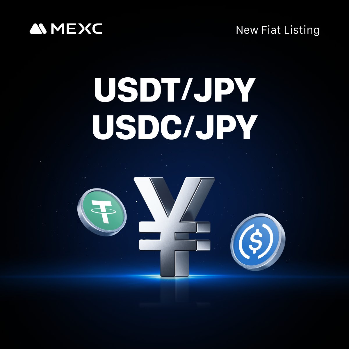 🚀 New JPY Trading Pairs on #MEXC 💳 Now instantly buy #USDT & #USDC with  JPY using your credit/debit card! ✓ Lightning-fast execution ✓ Bank-grade  security ✓ Lowest fees in the market
