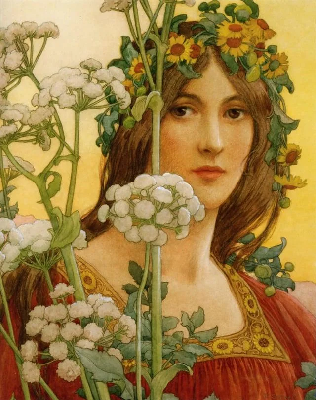LaocoonofTroy's tweet image. "Our Lady of the Cow Parsley," by French painter and illustrator, Élisabeth Sonrel, 1923.