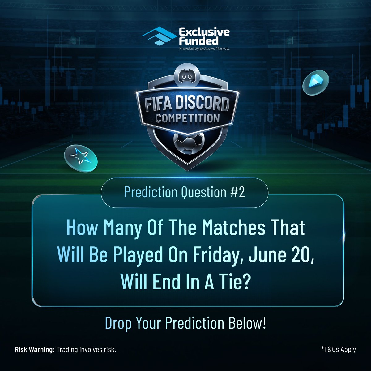 The FIFA Discord Competition is heating up, and this week’s question is LIVE! 🔥⚽

Think you’ve got the answer? 
Drop your prediction in our Discord now and stand a chance to win this week’s prize 👉 bit.ly/exclusive-fund…

Risk Warning: Trading involves risk.  
T&amp;Cs apply: