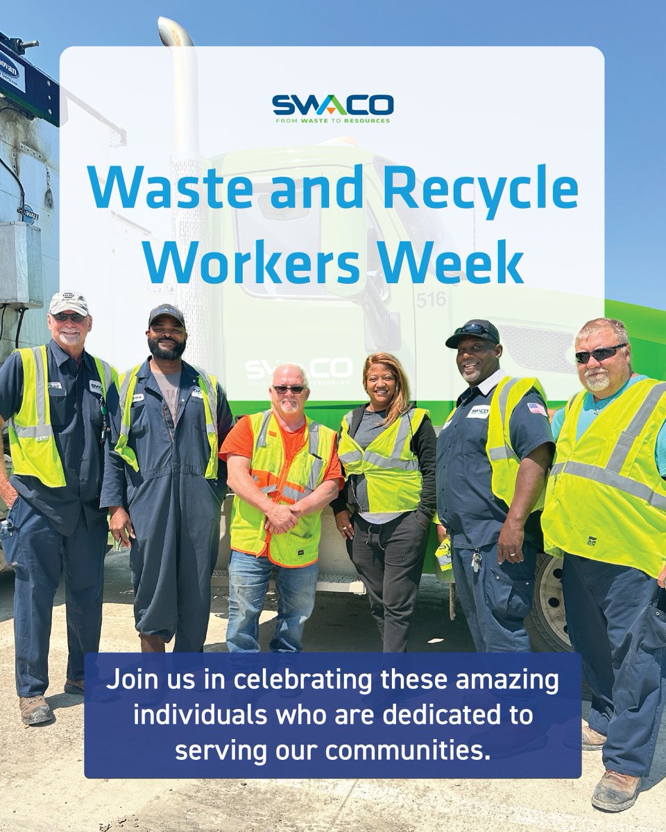 We're celebrating the everyday superheroes of our communities —   waste and recycling workers. Join us in recognizing the individuals who help keep our neighborhoods clean, healthy and sustainable. 

 #SWACO #WasteRecycleWorkersWeek #SWACOcares