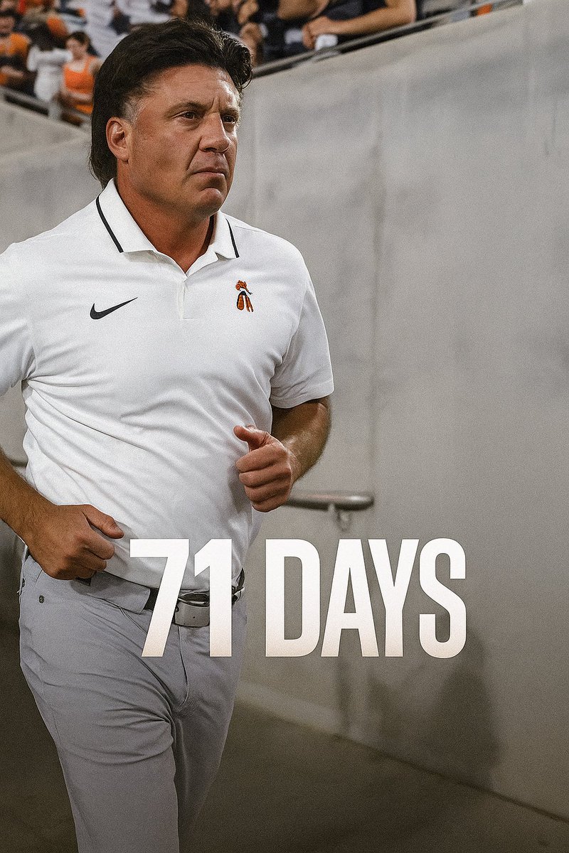 dustbowlduelist's tweet photo. Day 71
71 days until Oklahoma State kicks off.

“You don’t panic. You coach, you teach, you lead. That’s how you win.”
#MikeGundy #GoPokes #OSU #71Days #Big12Built #osufb #pistolsfiring https://t.co/i3RcGT9RiF