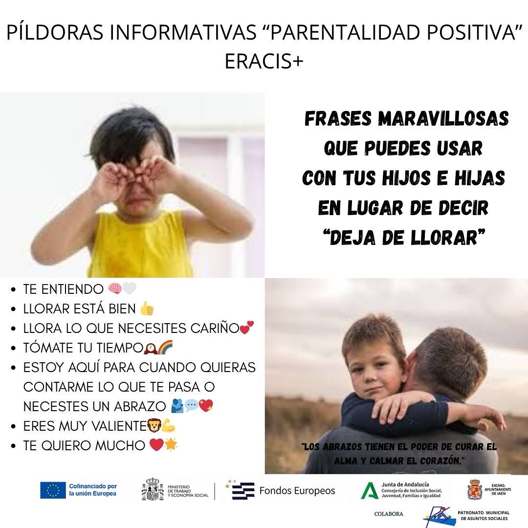 👨‍👩‍👧‍👦 PÍLDORAS PARA UNA CRIANZA RESPETUOSA

ℹ️Te ofrecemos herramientas y recursos prácticos para ayudarte a criar desde el respeto, el afecto y la eficacia. 💛

🗣️Estas píldoras están pensadas para mejorar las relaciones familiares y fortalecer tus habilidades.
<a href="/UE_ANDALUCIA/">FondosUE_Andalucía</a>