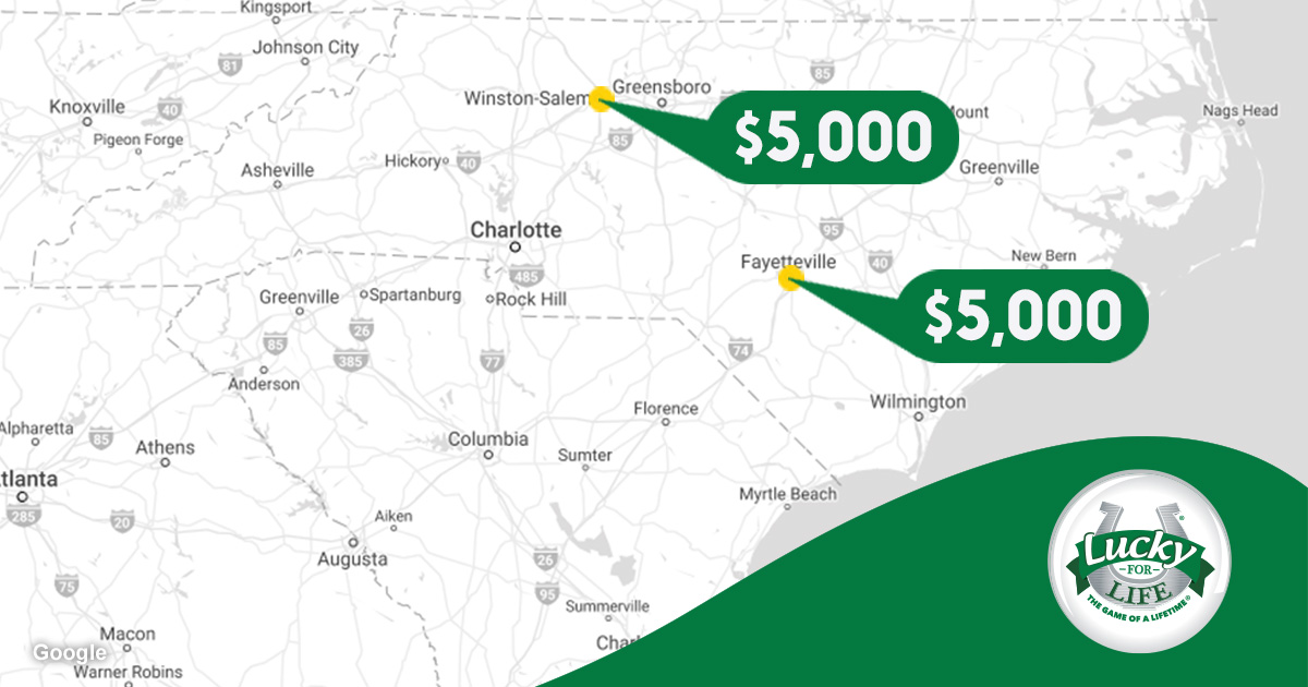 Congrats to two NC Lottery players on their $5,000 wins in Lucky for Life yesterday! Winning tickets were purchased from Cliffdale Family Fare on Cliffdale Road in Fayetteville and from Sam's Mart on Lockland Avenue in Winston-Salem.