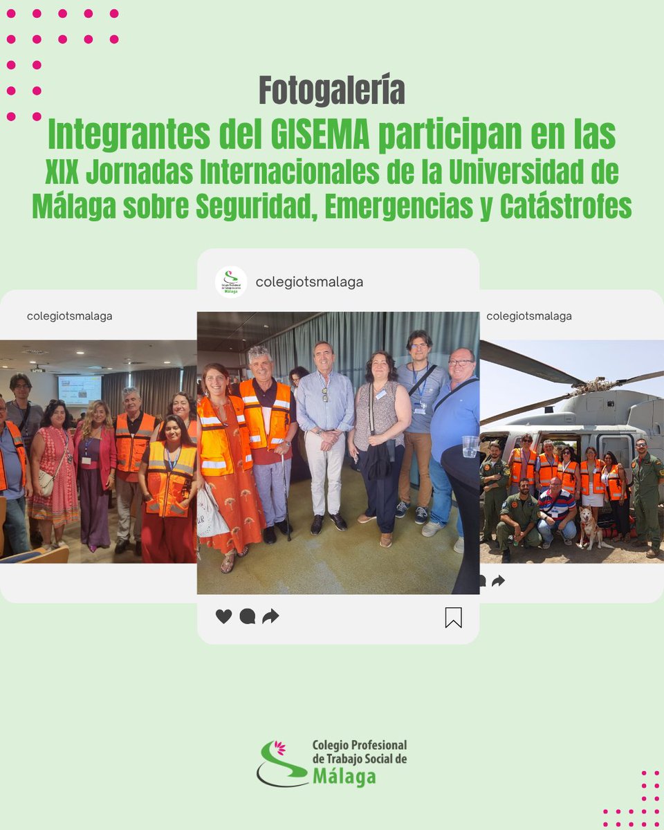 Colegio Profesional de Trabajo Social Málaga (@colegiotsmalaga) on Twitter photo El GISEMA del @colegiotsmalaga participa en las XIX Jornadas Internacionales <a href="/InfoUMA/">Universidad de Málaga</a> en Seguridad, Emergencias y Catástrofes.
Aprendiendo herramientas y técnicas para mejorar nuestra intervención y reforzar nuestro compromiso con una intervención social especializada y eficaz. El GISEMA del @colegiotsmalaga participa en las XIX Jornadas Internacionales <a href="/InfoUMA/">Universidad de Málaga</a> en Seguridad, Emergencias y Catástrofes.
Aprendiendo herramientas y técnicas para mejorar nuestra intervención y reforzar nuestro compromiso con una intervención social especializada y eficaz.