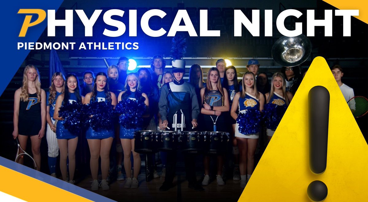 TheInjuredList (@tapeiceadvice) on Twitter photo ‼️‼️🚨⚠️⚠️📣🗣️
<a href="/PHS_Wildcats/">Piedmont High School</a> <a href="/PiedmontAth/">Piedmont Athletics & Activities</a> <a href="/PiedmontSchools/">Piedmont Schools</a> <a href="/MSP_Wildcats/">Middle School</a> - Physical night 7/10/25 @ the high school 5pm.
•Don't let the physical be the reason you can't start practice with everyone else•
💙💛 - your athletic trainers ‼️‼️🚨⚠️⚠️📣🗣️
<a href="/PHS_Wildcats/">Piedmont High School</a> <a href="/PiedmontAth/">Piedmont Athletics & Activities</a> <a href="/PiedmontSchools/">Piedmont Schools</a> <a href="/MSP_Wildcats/">Middle School</a> - Physical night 7/10/25 @ the high school 5pm.
•Don't let the physical be the reason you can't start practice with everyone else•
💙💛 - your athletic trainers