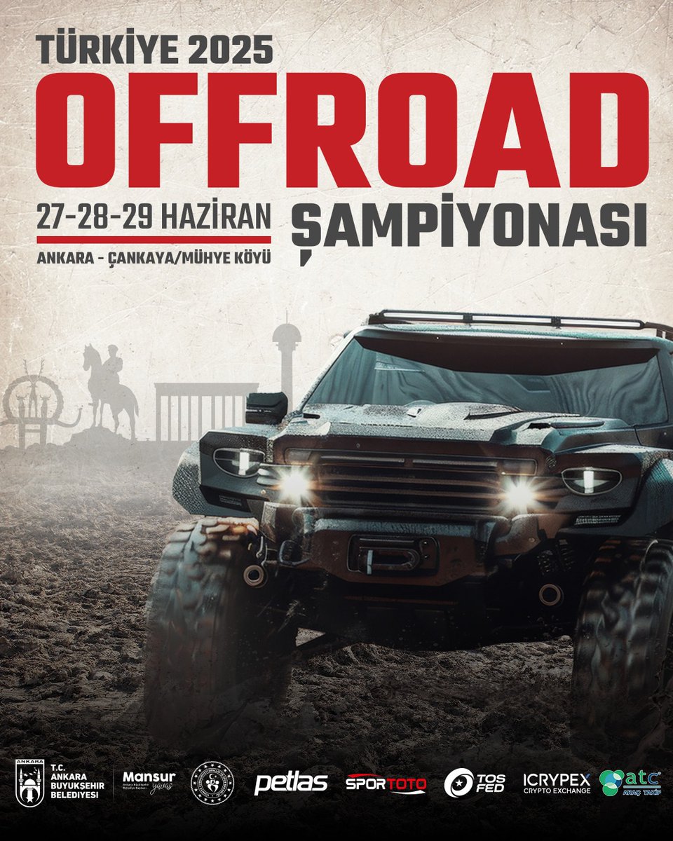 📣 ADRENALİN VE KIYASIYA REKABETE HAZIR MISIN ANKARA!

🏁 Ankara Doğa Sporları, Offroad Spor Kulübü ve Belediyemiz iş birliği ile 🛞 gerçekleşecek olan, Türkiye Otomobil Sporları Federasyonu'nun 2025 Türkiye Offroad Şampiyonası takviminde yer alan heyecan ve eğlence dolu "2. Ayak