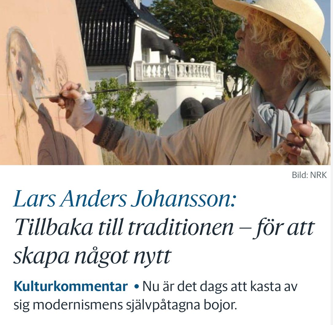 Tillbaka till traditionen! 

Jag skriver i <a href="/GPKultur/">GP Kultur</a> om Familjen Nerdrum, Evert Taube, Erik Axel Karlfeldt, modernism, podtmodernism, retrogardism, arkitektur, litteratur och figurativt måleri:

gp.se/kultur/komment…