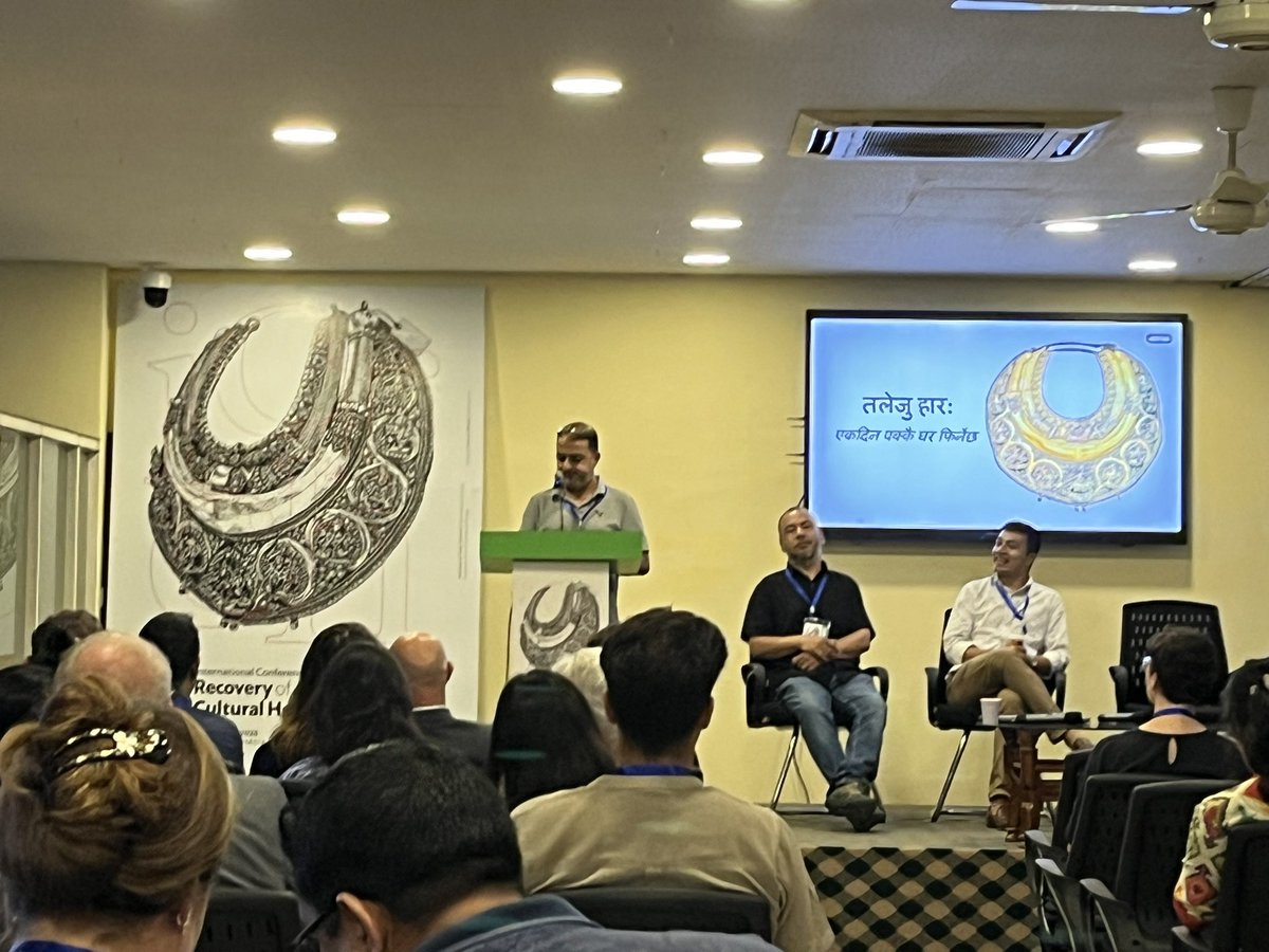 “As ICE deports “illegal” immigrants it should also send back illegal heritage that were stolen, smuggled &amp; sold to US” Devendra Bhattarai speaking on the Taleju necklace currently in exile in Chicago at International Conference on Recovery of Cultural Heritage by <a href="/NHRCampaign/">Nepal Heritage Recovery Campaign</a>