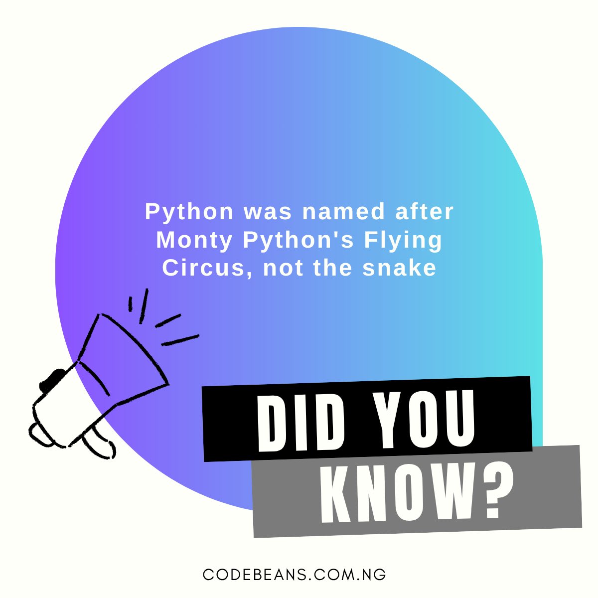 _codebeans's tweet image. For those who thought Python was named after a snake, now you know!

#CodeNewbies #CodeNewbie #pythonlearning #Python