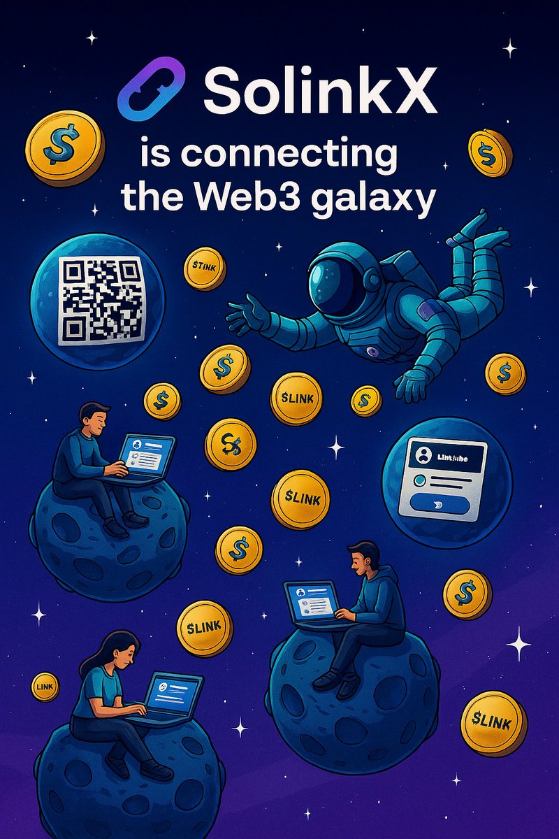 SolinkX is rewriting the link-in-bio playbook 🪐
Creators, imagine QR-code planets orbiting your brand 🌌
With $LINK tokens raining from above  it's Web3 like never before <a href="/solinkx/">SolinkX</a>

The galaxy is live. Are you in?
#SolinkX #Web3 #LINK #Solana