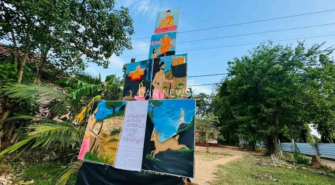 SethFromColombo's tweet photo. 🕉️Tamil hindu mobs have vandalized a Buddhist Poson Pandal created by Some Tamil kids in northern Sri Lanka .

Whats wrong with racist tamil hindus. Why do they go crazy seeing an image of buddha ,buddhist temple or a monk?

Tamil hindu barbarism and chauvinism must be ended https://t.co/lTd1RXnxW7