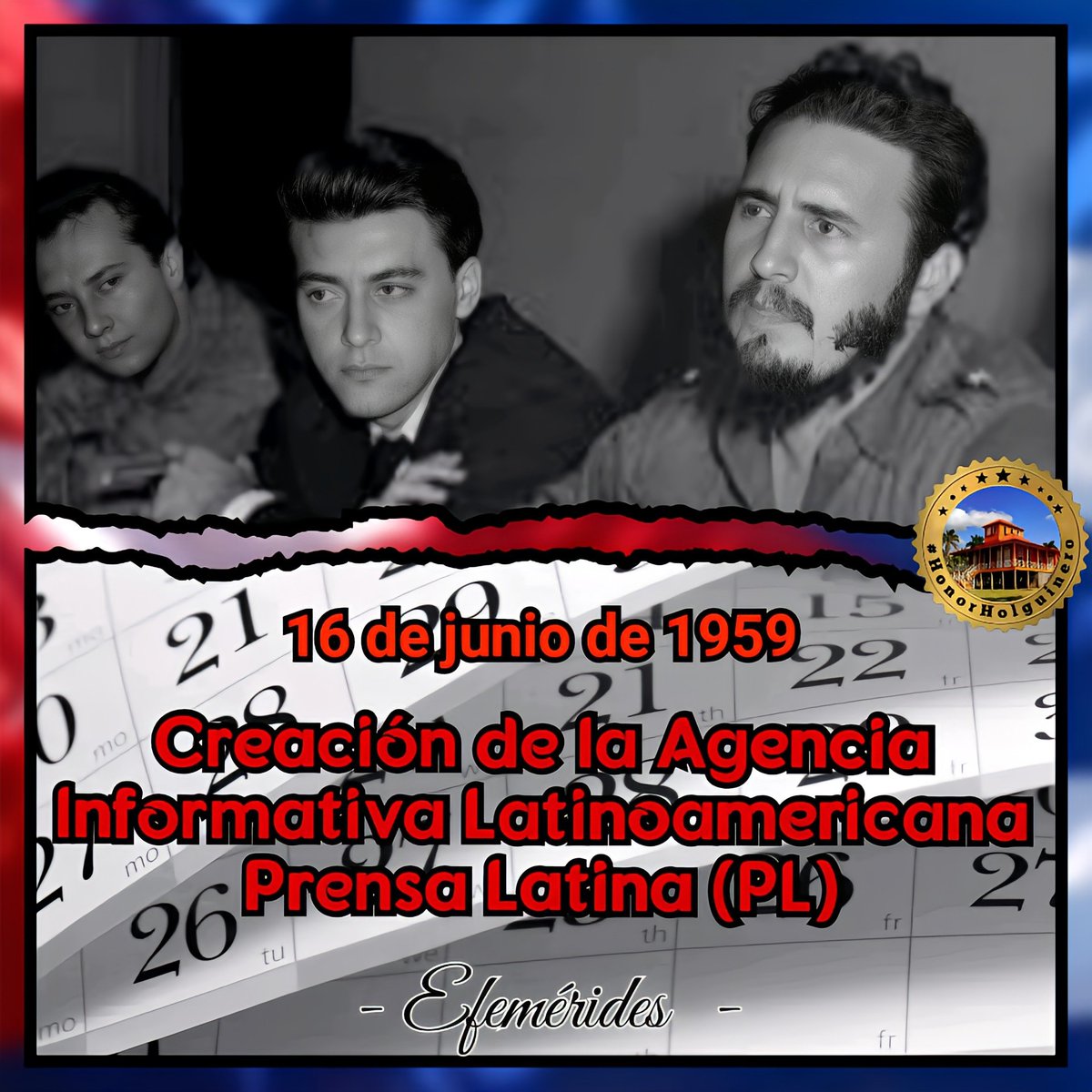 La Agencia Informativa Latinoamericana Prensa Latina (PL) surgió en La Habana, Cuba, el 16 de junio de 1959. Sus primeras señales fueron lanzadas sin espectacularidad, modestamente y en condiciones muy difíciles.
#FidelPorSiempre y #CheVive fueron sus principales impulsores.