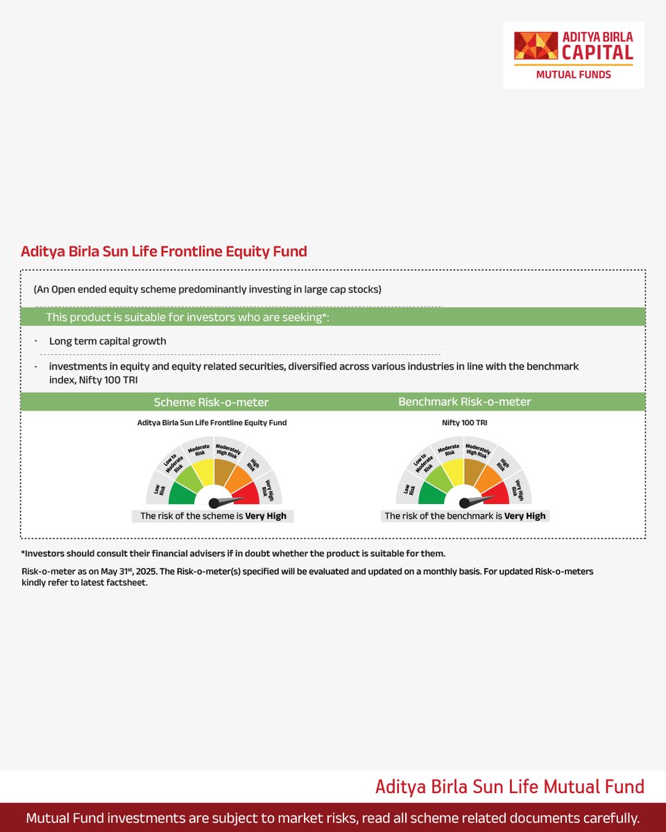 Aditya Birla Sun Life Frontline Equity Fund aims to navigate market ups and downs while seeking long-term growth through a portfolio of some of India’s leading companies.

To know more and invest, click the link below:  tinyurl.com/yfkx45bm

#ABSLMF #FrontlineFund