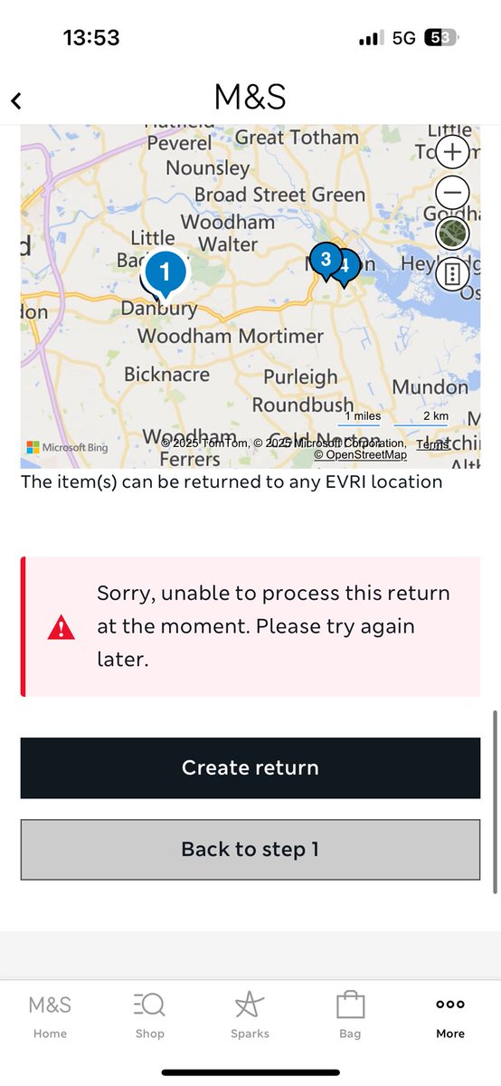 messenger_39's tweet photo. @marksandspencer And you can’t create the return on line either what are we meant to do ? Error below keeps coming up https://t.co/TyfRvBfX7Y